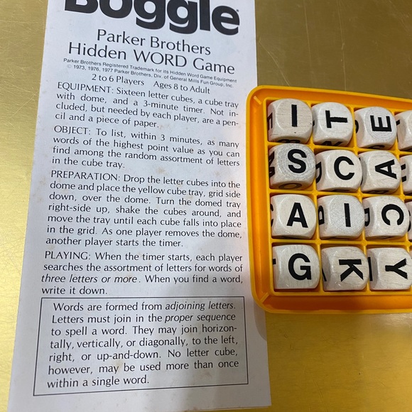 PARKER BROTHERS VTG 1976 BOGGLE FUN HIDDEN WORD COLLECTIBLE GAME COMPLETE - Picture 7 of 13